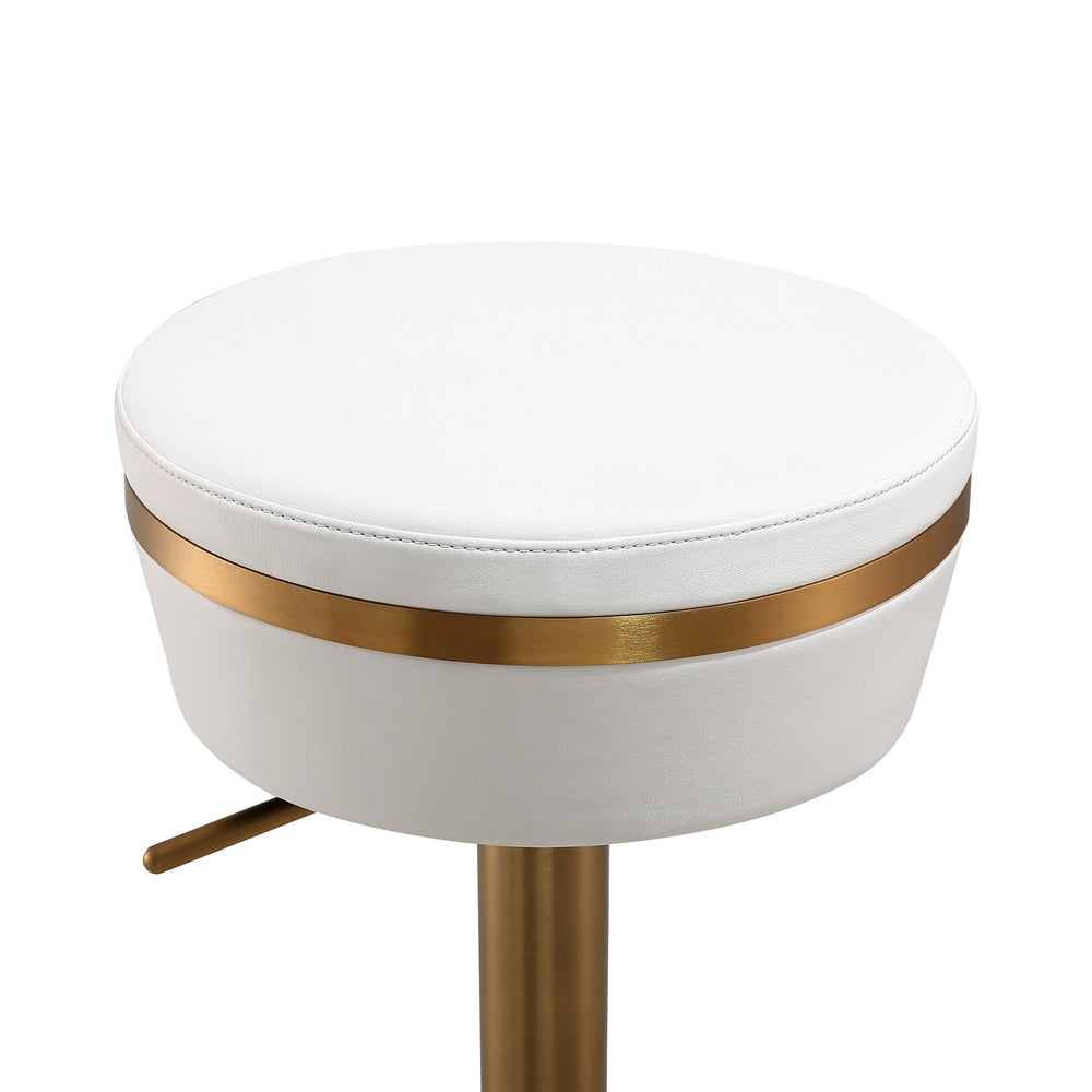 Astro White Performance Vegan Leather Adjustable Stool