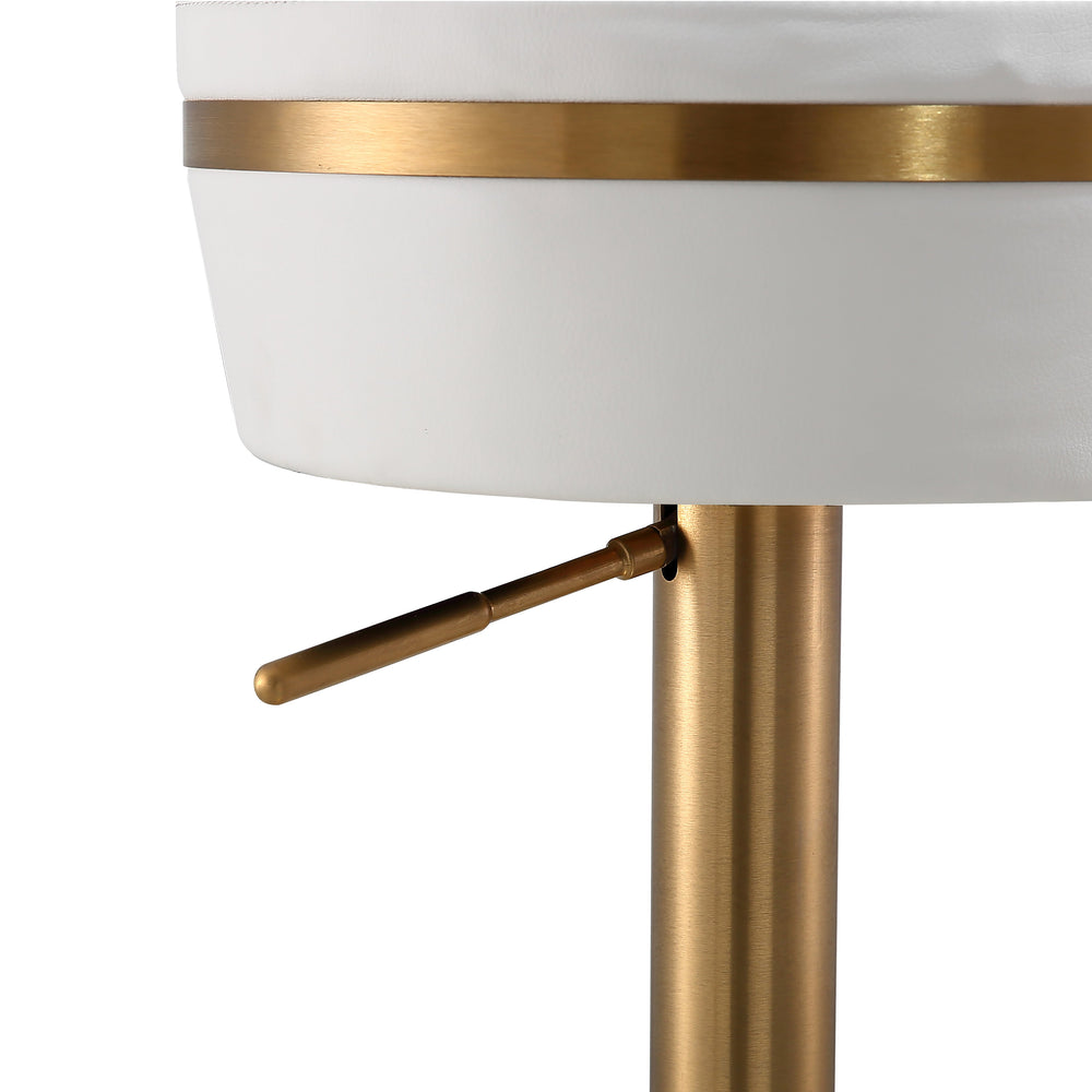 Astro White Performance Vegan Leather Adjustable Stool