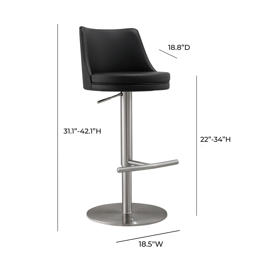 Reagan Black Performance Vegan Leather Adjustable Stool