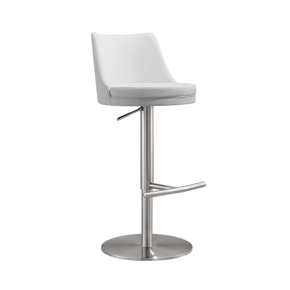 Reagan White Performance Vegan Leather Adjustable Stool