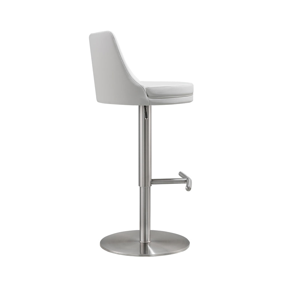 Reagan White Performance Vegan Leather Adjustable Stool