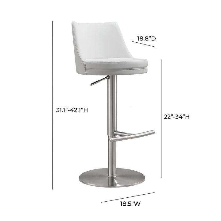 Reagan White Performance Vegan Leather Adjustable Stool