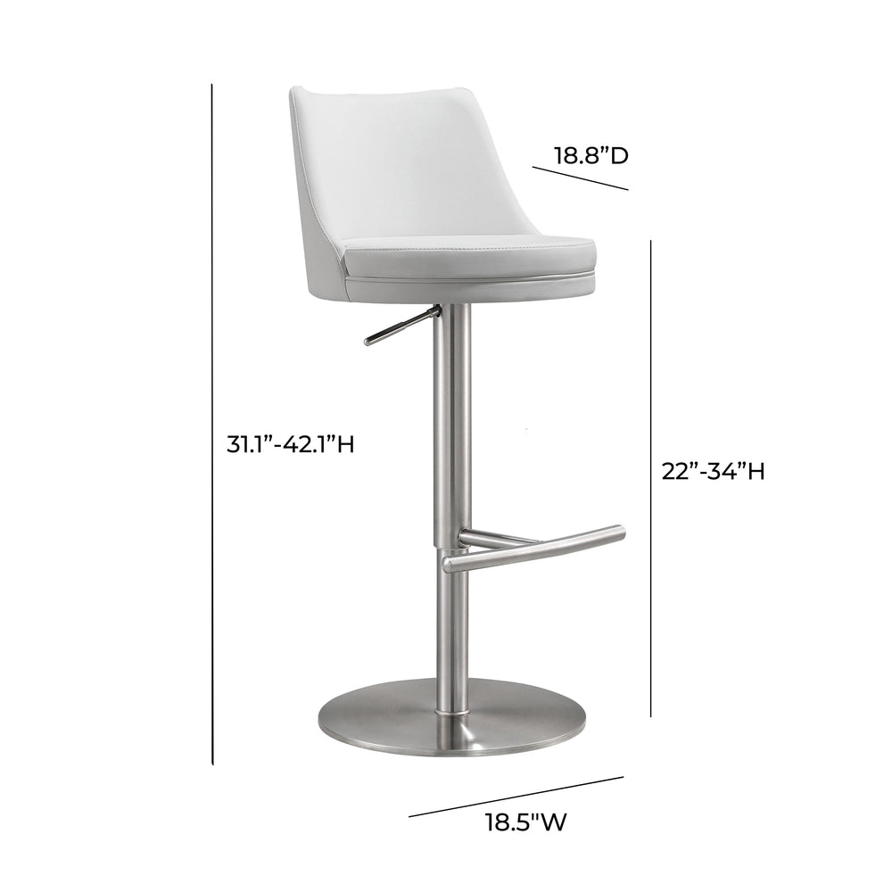 Reagan White Performance Vegan Leather Adjustable Stool