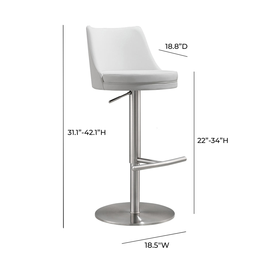 Reagan White Performance Vegan Leather Adjustable Stool