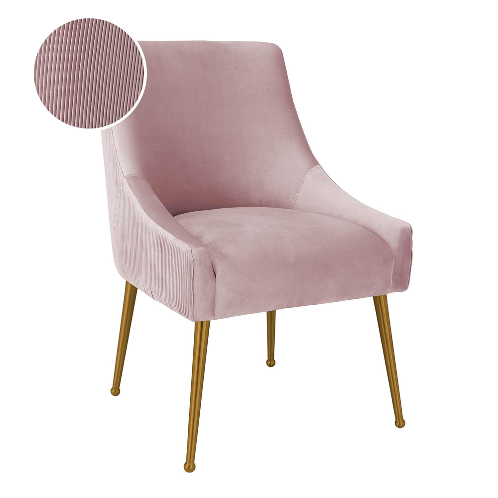 Beatrix Pleated Mauve Performance Velvet Dining Chair