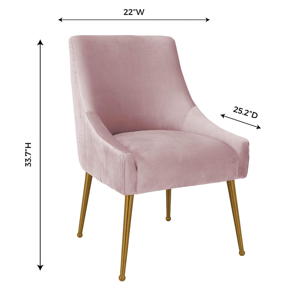 Beatrix Pleated Mauve Performance Velvet Dining Chair