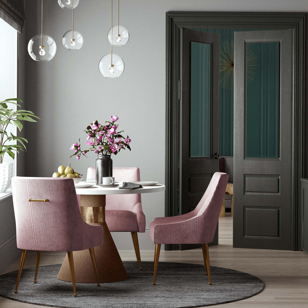 Beatrix Pleated Mauve Performance Velvet Dining Chair