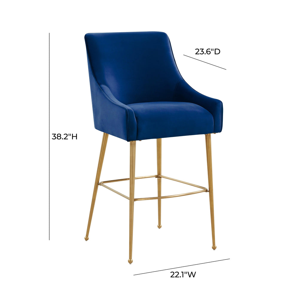Beatrix Navy Performance Velvet Counter Stool