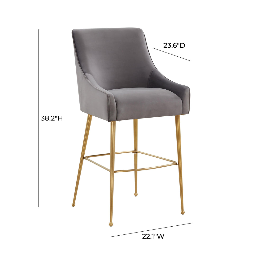 Beatrix Dark Grey Performance Velvet Counter Stool