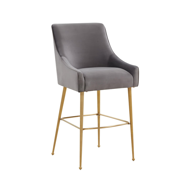 Beatrix Dark Grey Performance Velvet Bar Stool