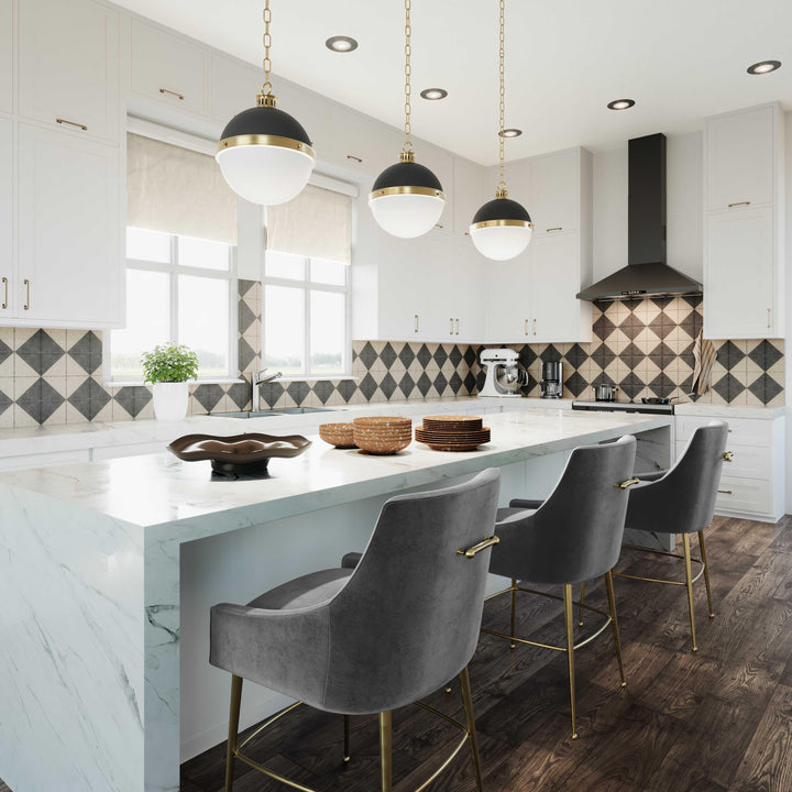 Beatrix Dark Grey Performance Velvet Bar Stool