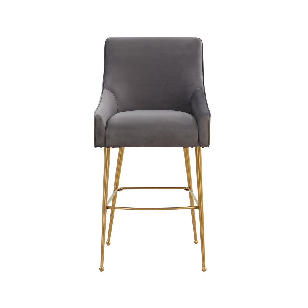 Beatrix Dark Grey Performance Velvet Bar Stool