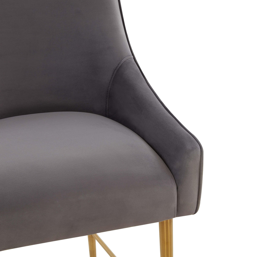 Beatrix Dark Grey Performance Velvet Bar Stool