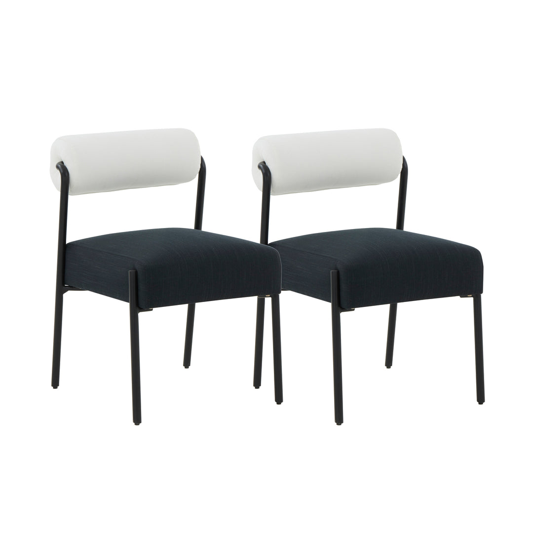 TOV Furniture Jolene Cream and Black Performance Linen Dining Chair - Set of 2