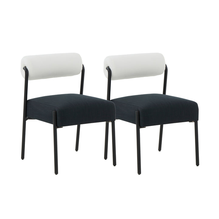 TOV Furniture Jolene Cream and Black Performance Linen Dining Chair - Set of 2