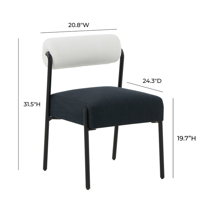 Jolene Cream and Black Performance Linen Dining Chair 