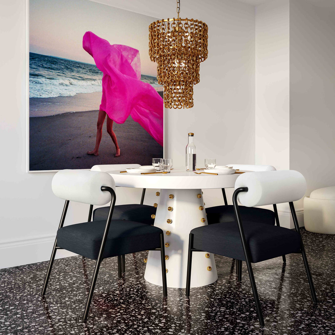 Jolene Cream and Black Performance Linen Dining Chair 