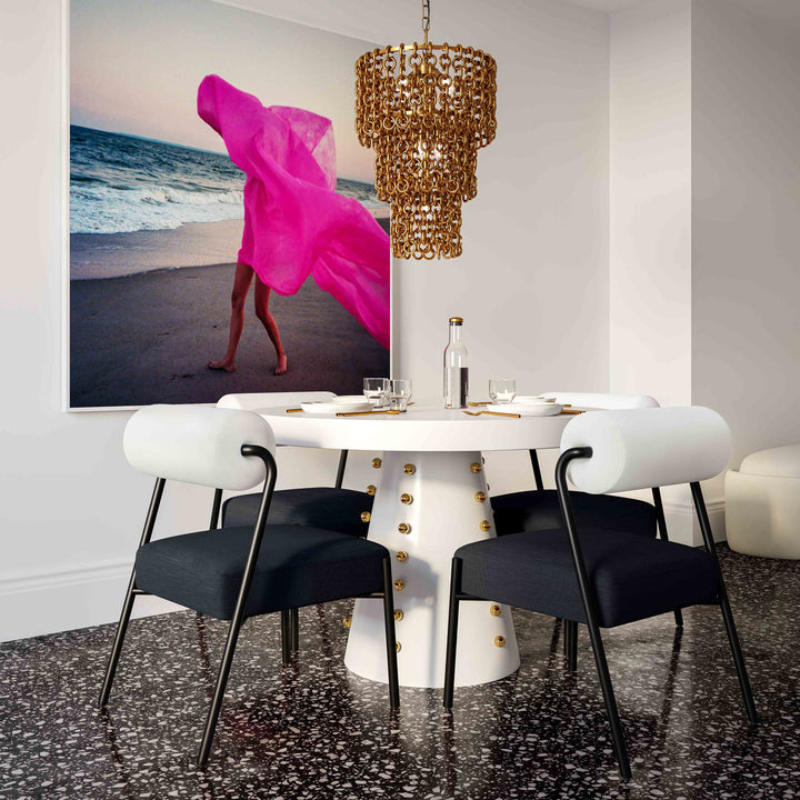 Jolene Cream and Black Performance Linen Dining Chair 