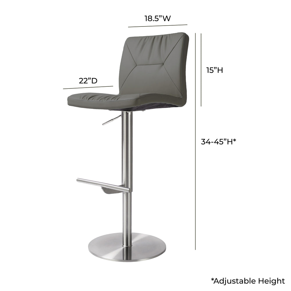 Paddy Dark Grey Performance Vegan Leather Adjustable Stool