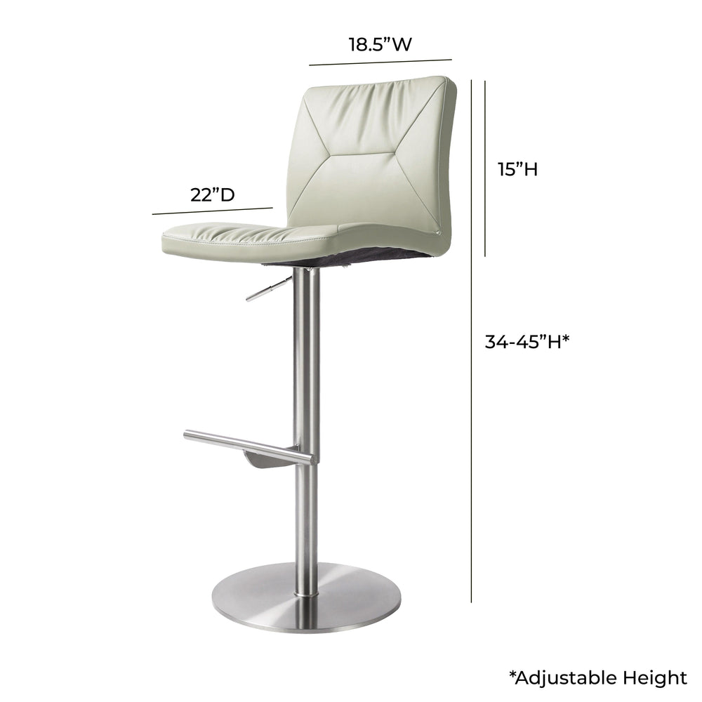 Paddy Light Grey Performance Vegan Leather Adjustable Stool