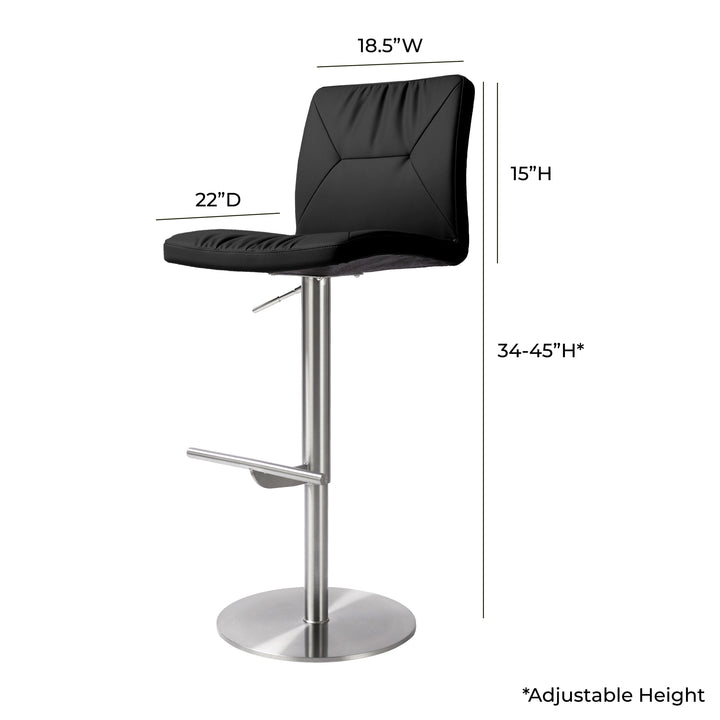 Paddy Black Performance Vegan Leather Adjustable Stool