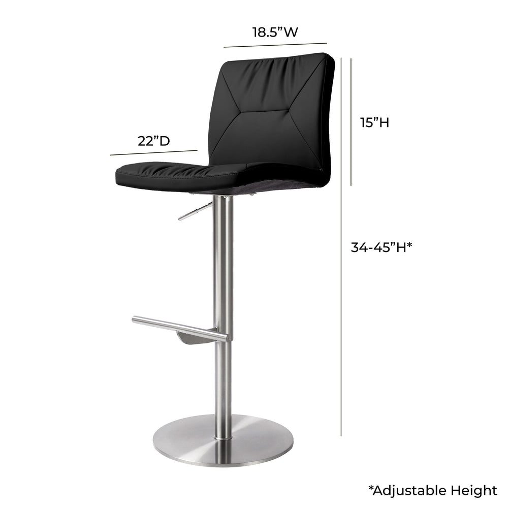 Paddy Black Performance Vegan Leather Adjustable Stool