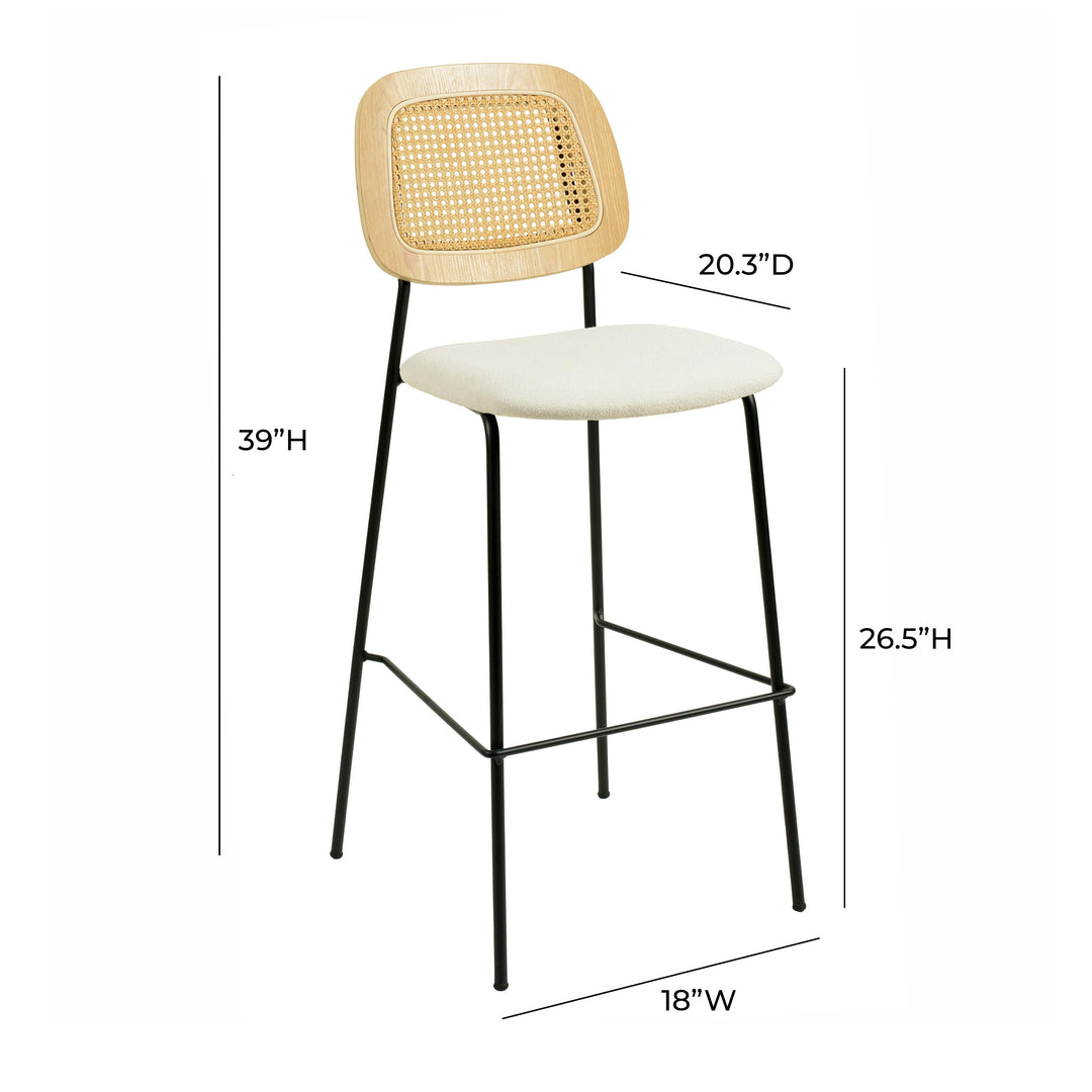 Anais Natural Rattan and Performance Linen Counter Stool 