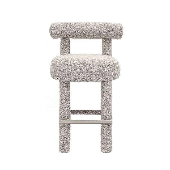 Carmel Black &amp;amp; White Performance Boucle Counter Stool