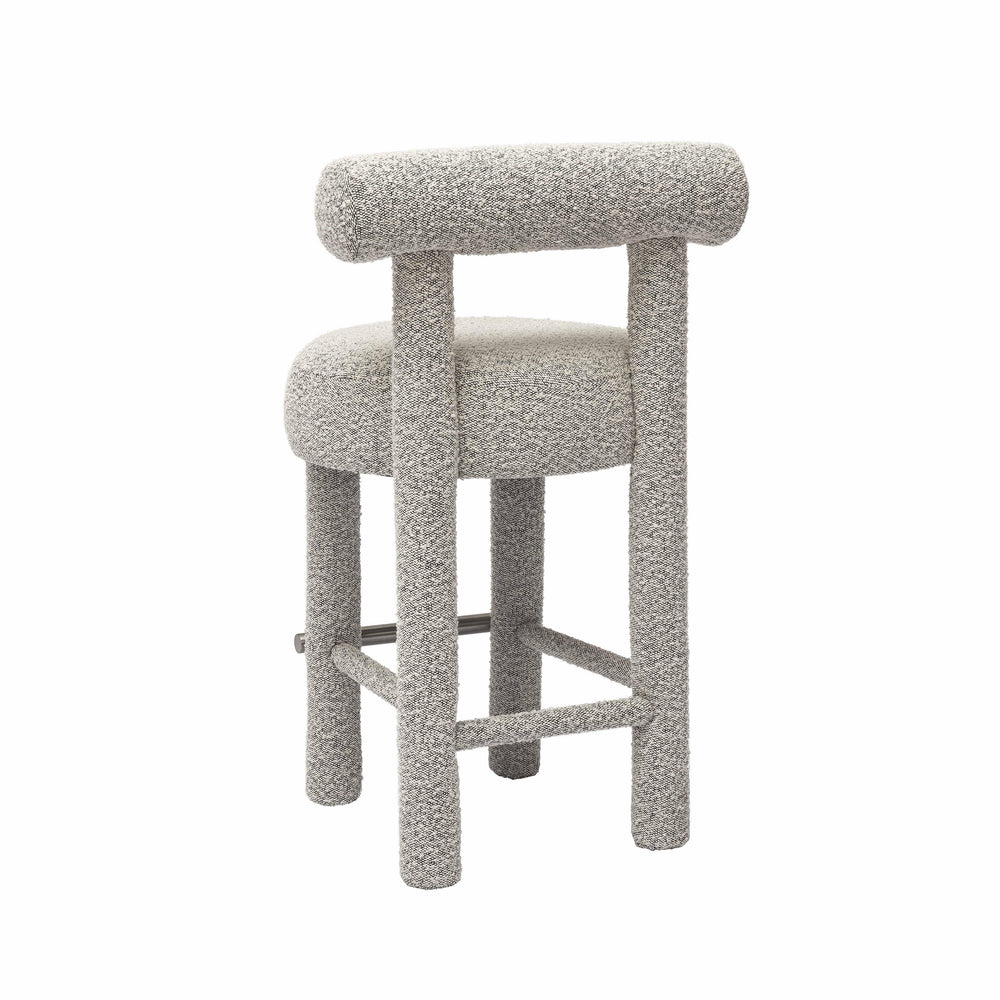 Carmel Black &amp; White Performance Boucle Counter Stool