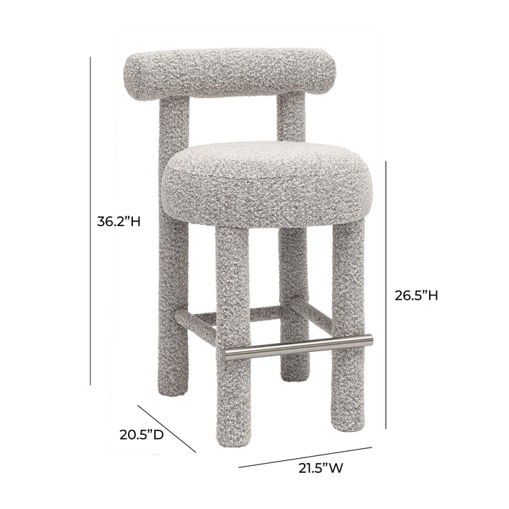 Carmel Black &amp;amp; White Performance Boucle Counter Stool