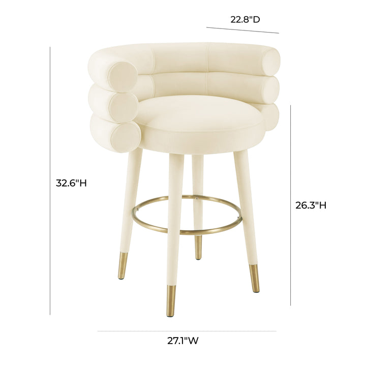 Betty Cream Performance Velvet Counter Stool