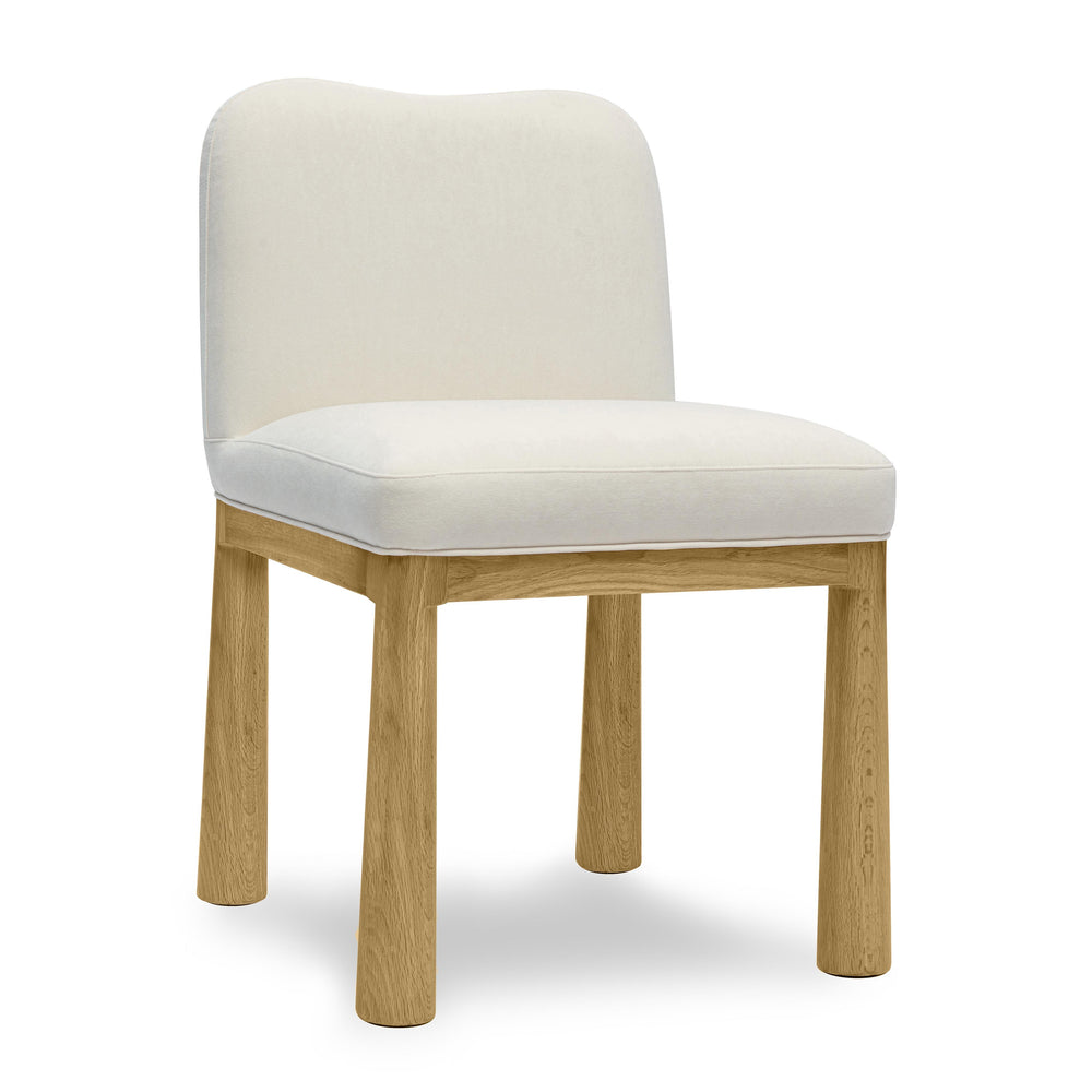 Tiara Cream Performance Velvet and Oak Dining Chair