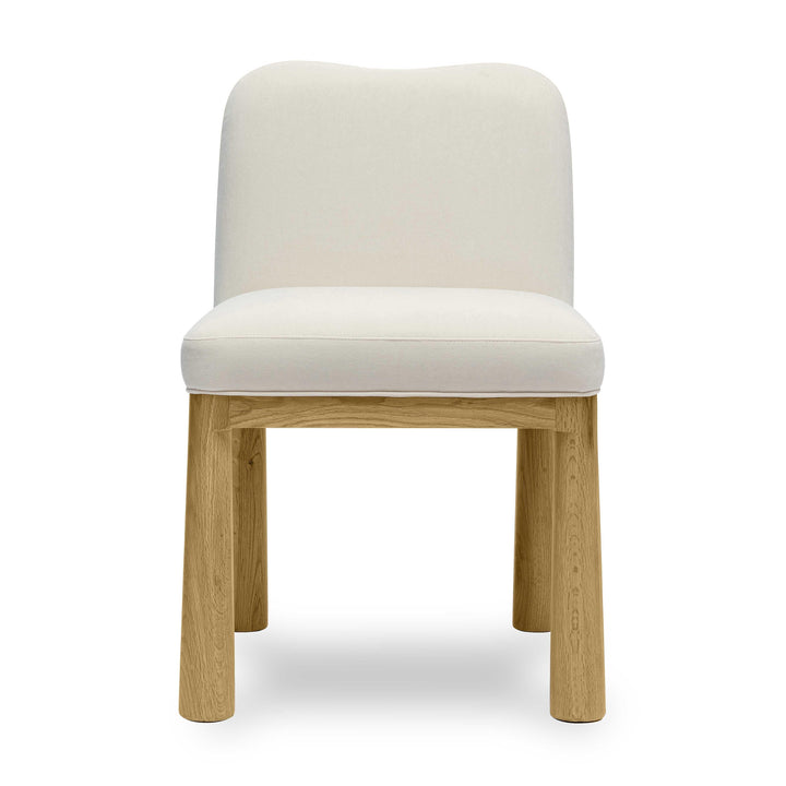 Tiara Cream Performance Velvet and Oak Dining Chair