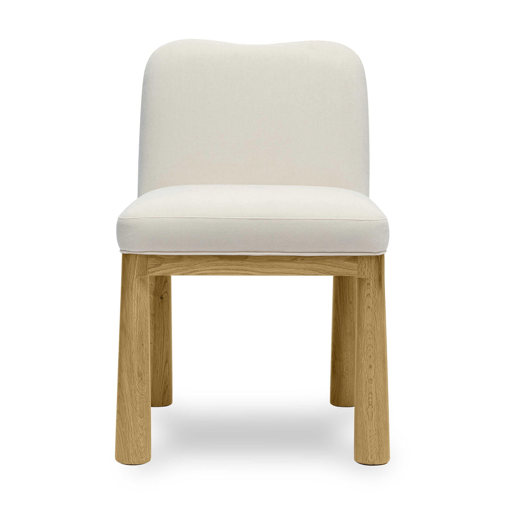 Tiara Cream Performance Velvet and Oak Dining Chair