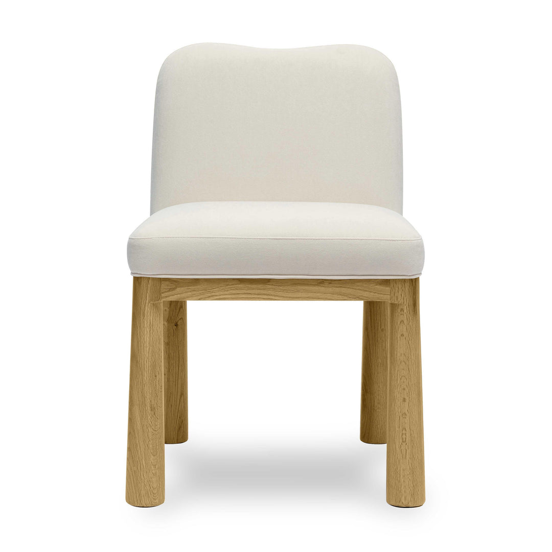 Tiara Cream Performance Velvet and Oak Dining Chair