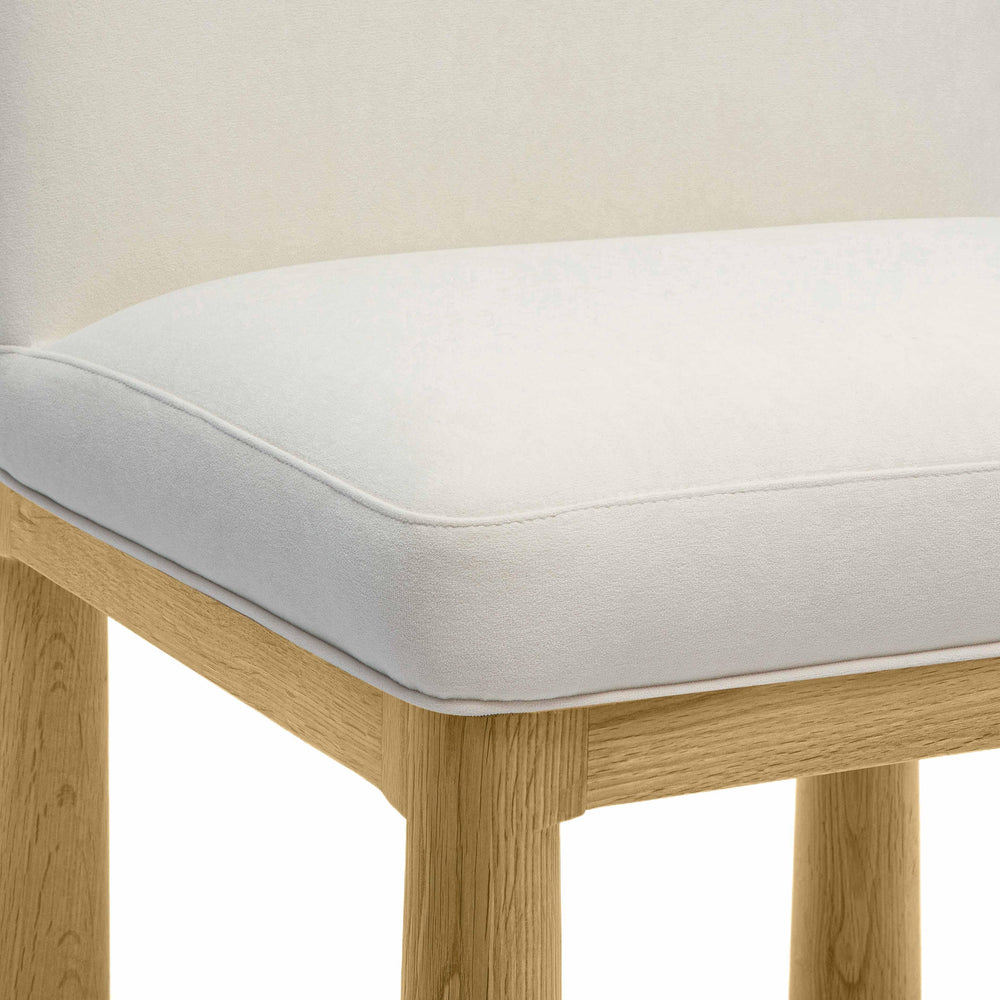 Tiara Cream Performance Velvet and Oak Dining Chair
