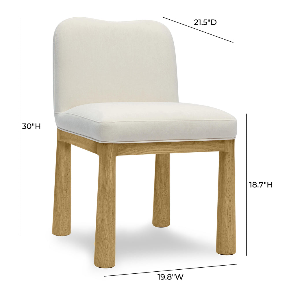 Tiara Cream Performance Velvet and Oak Dining Chair