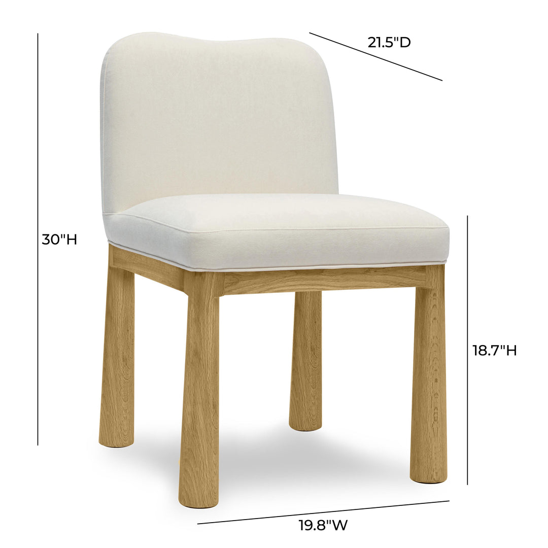 Tiara Cream Performance Velvet and Oak Dining Chair