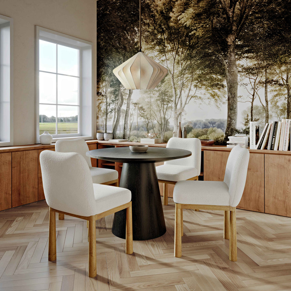 Tiara Cream Performance Velvet and Oak Dining Chair