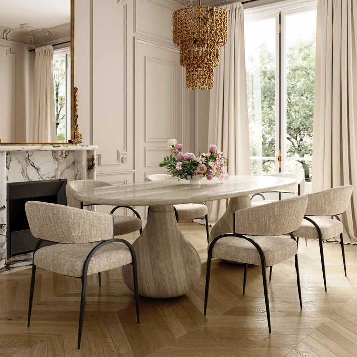 Tatum Taupe Textured Performance Boucle Dining Chair