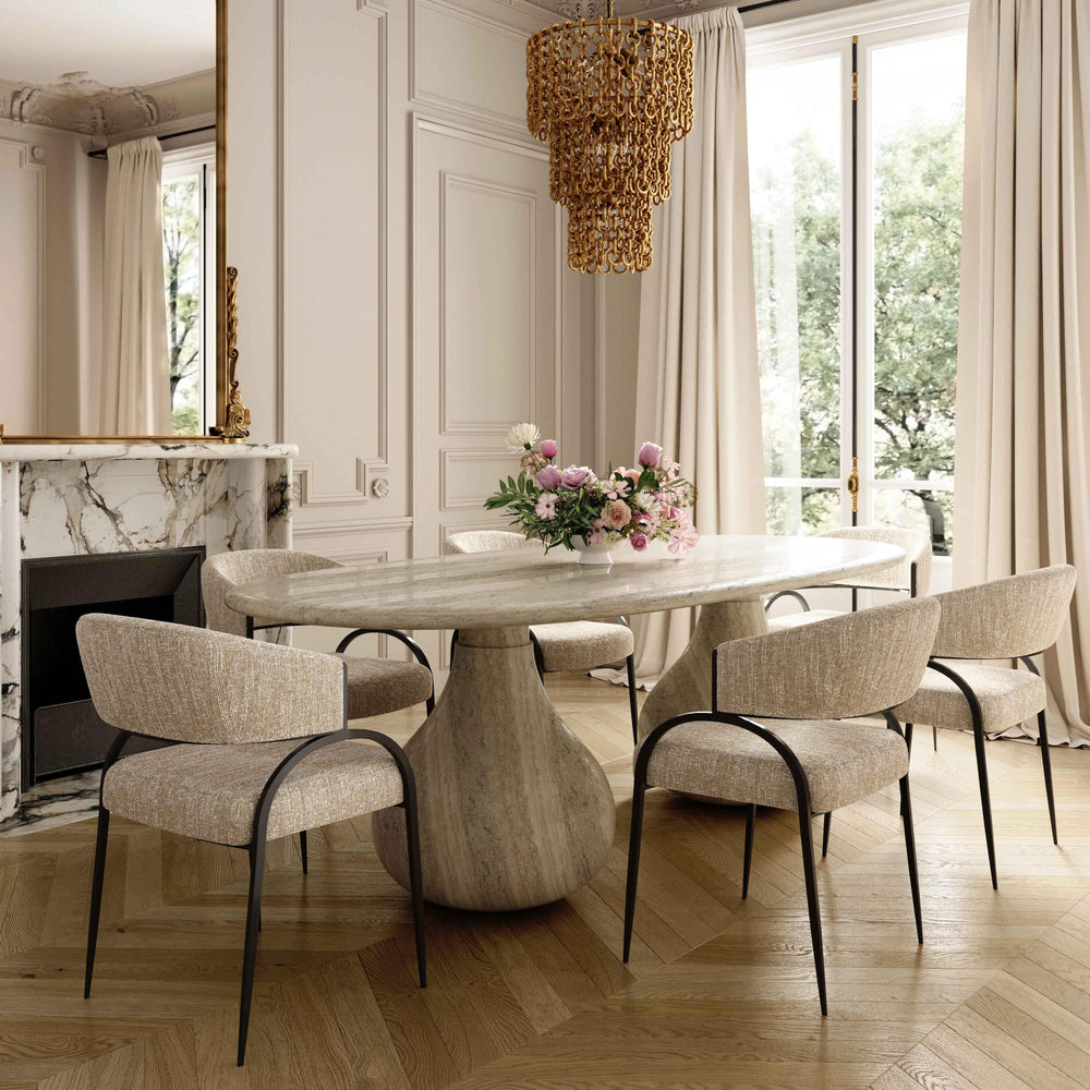 Tatum Taupe Textured Performance Boucle Dining Chair