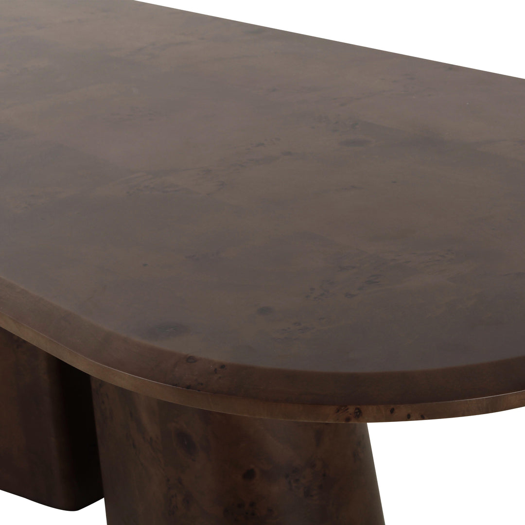 Gladyss 87" Brown Burl Oval Dining Table