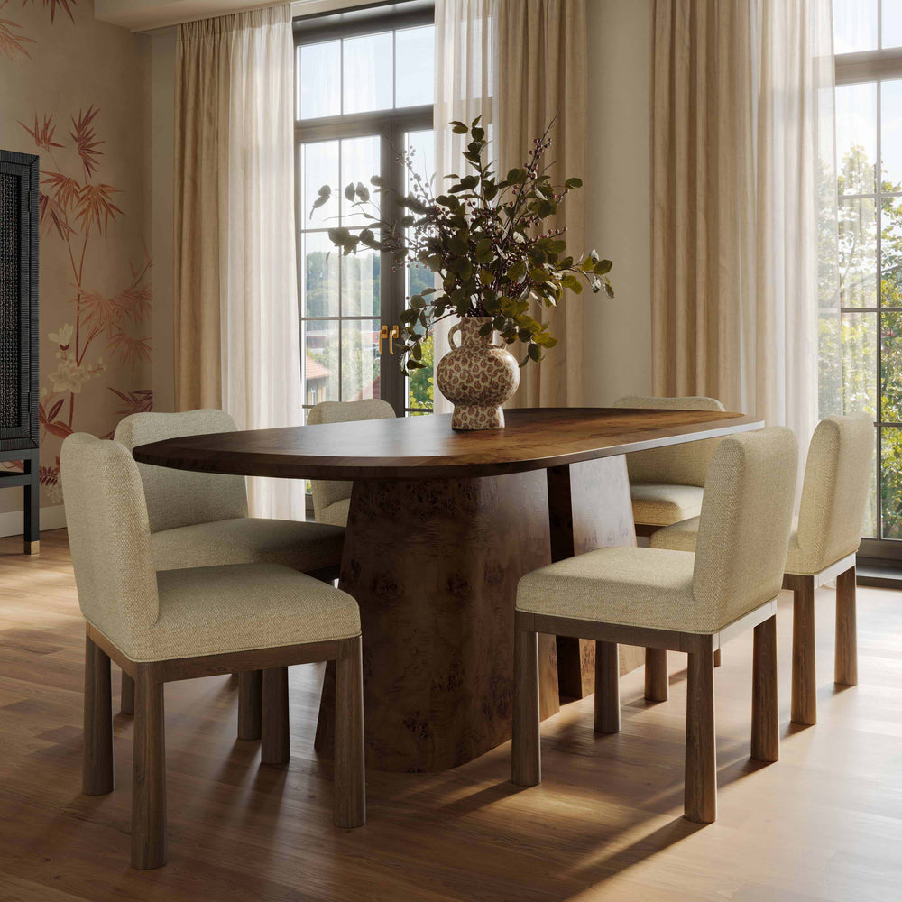 Gladyss 87" Burl Oval Dining Table