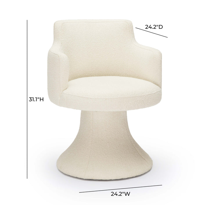 Jeffree Cream Performance Boucle Swivel Dining Chair
