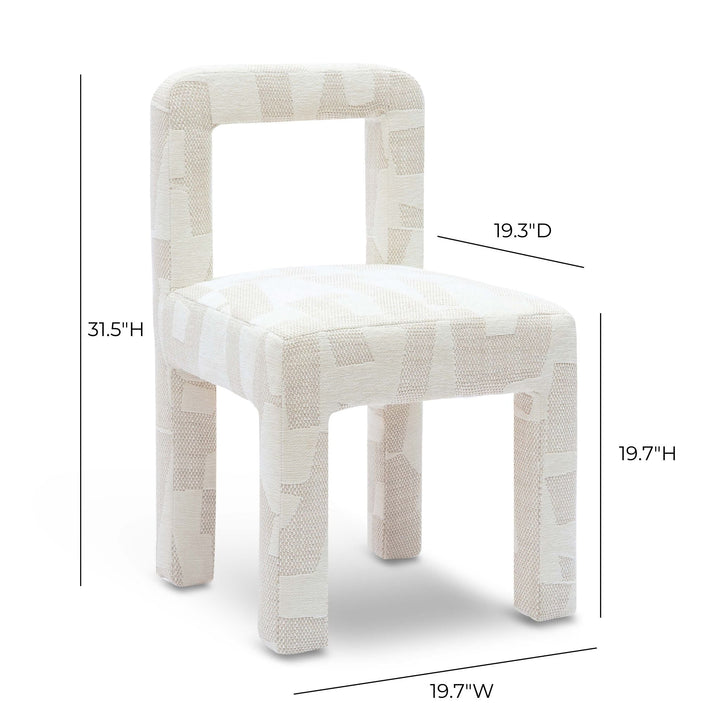 Hazel Cream Patterned Performance Jacquard Dining Chair