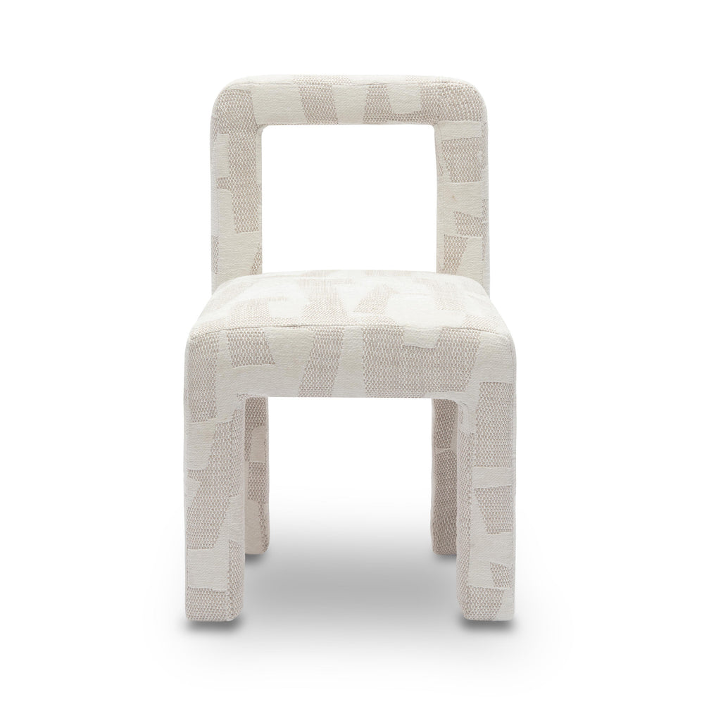 Hazel Cream Patterned Performance Jacquard Dining Chair