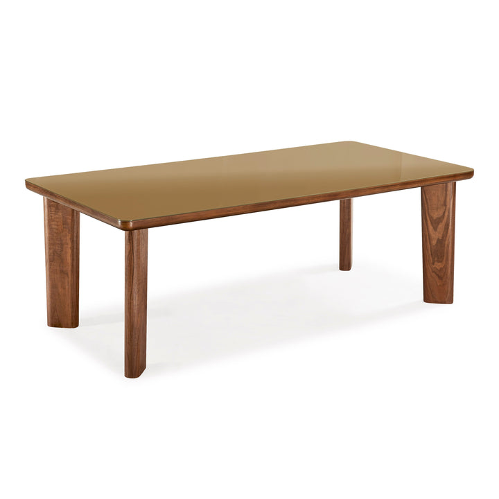 TOV Furniture Oani  83" Walnut and Glass Rectangular Dining Table
