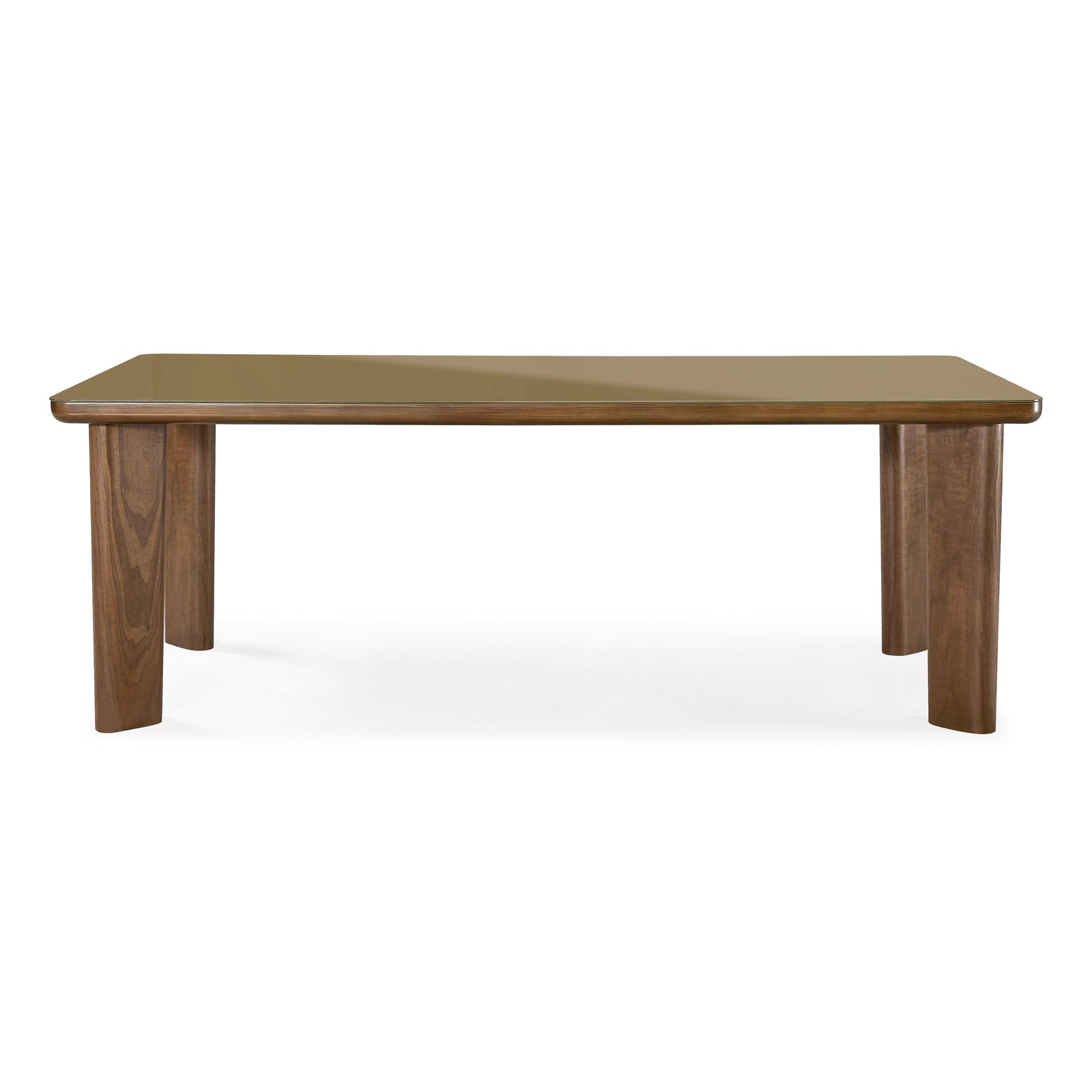 Oani  83" Walnut and Glass Rectangular Dining Table