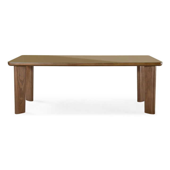 Oani  83" Walnut and Glass Rectangular Dining Table