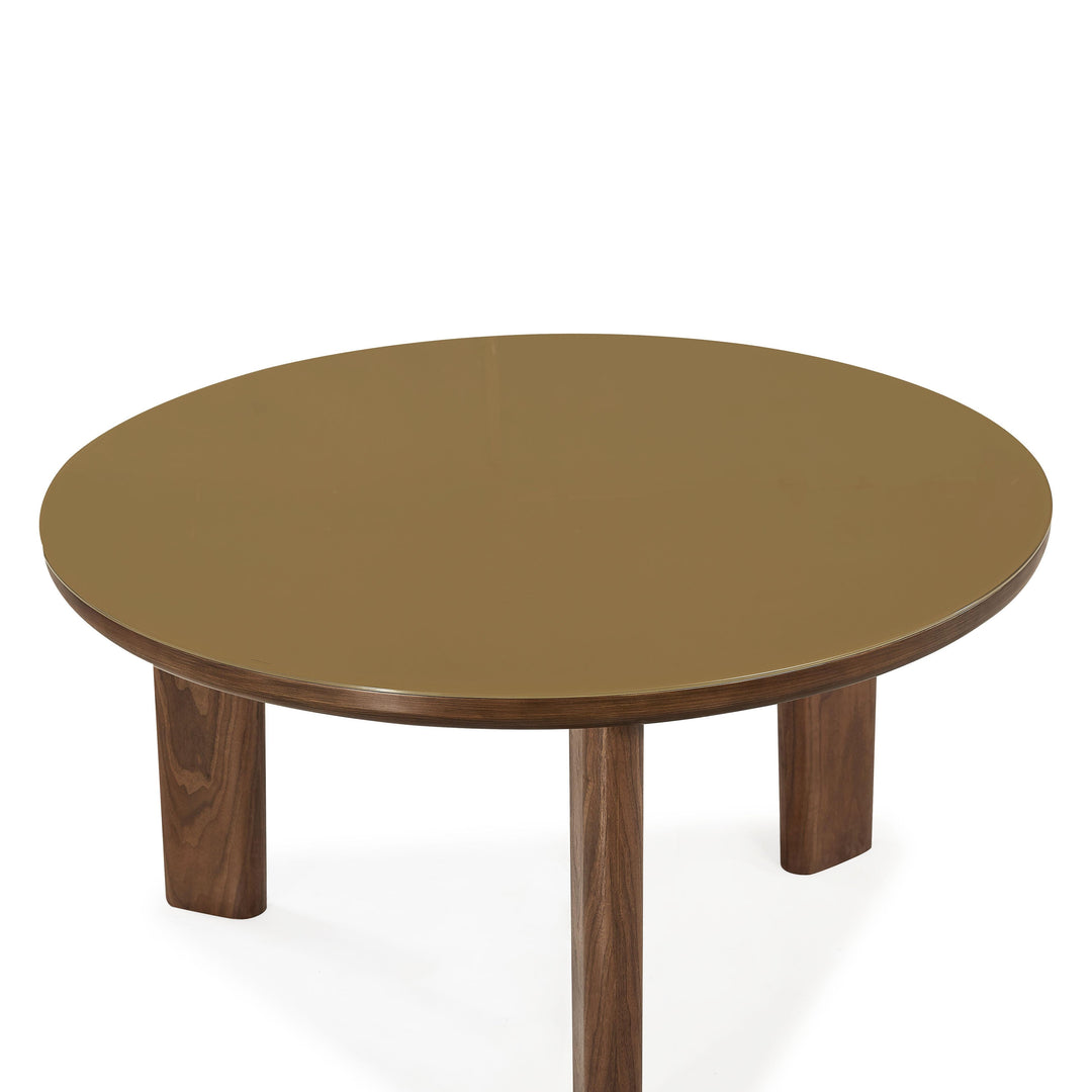 Oani 51" Walnut and Glass Round Dining Table